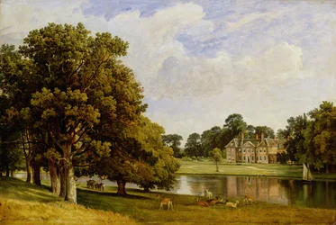 Hirsche, die am See weiden, Chilston Park, Kent